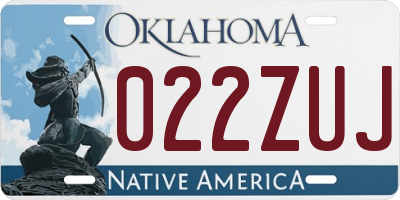 OK license plate 022ZUJ
