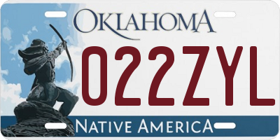 OK license plate 022ZYL
