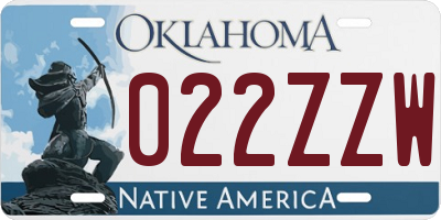 OK license plate 022ZZW