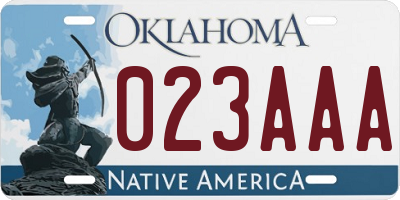 OK license plate 023AAA