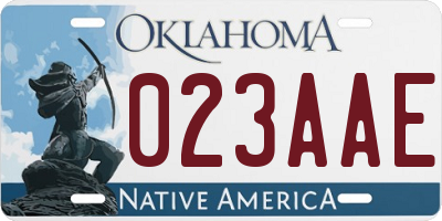 OK license plate 023AAE