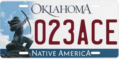 OK license plate 023ACE