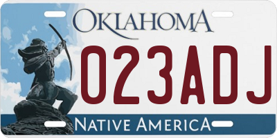 OK license plate 023ADJ