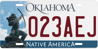 OK license plate 023AEJ