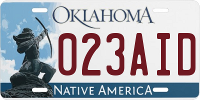 OK license plate 023AID