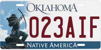 OK license plate 023AIF