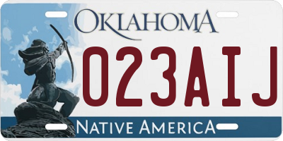 OK license plate 023AIJ