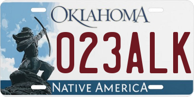 OK license plate 023ALK