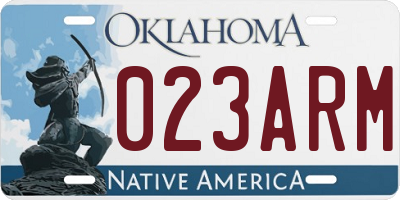 OK license plate 023ARM