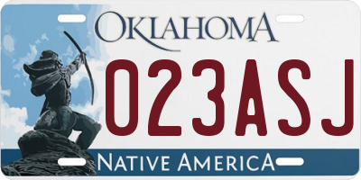 OK license plate 023ASJ