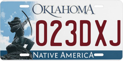 OK license plate 023DXJ