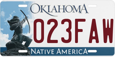 OK license plate 023FAW
