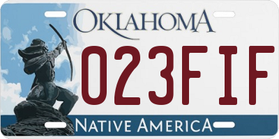 OK license plate 023FIF