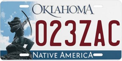 OK license plate 023ZAC