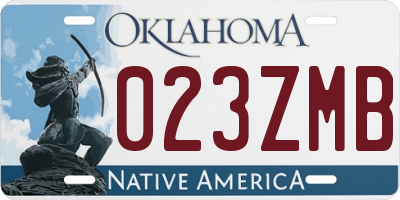 OK license plate 023ZMB