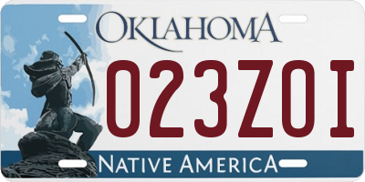 OK license plate 023ZOI