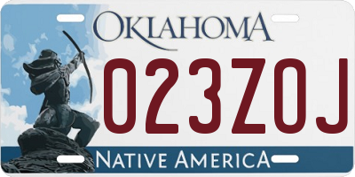 OK license plate 023ZOJ
