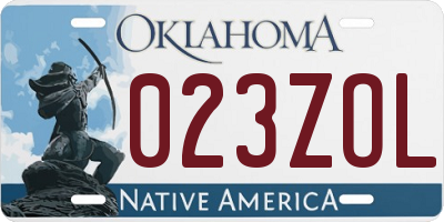 OK license plate 023ZOL