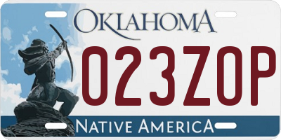OK license plate 023ZOP