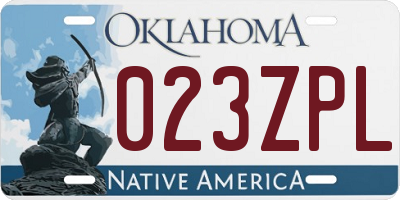 OK license plate 023ZPL