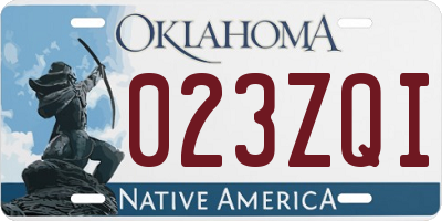 OK license plate 023ZQI