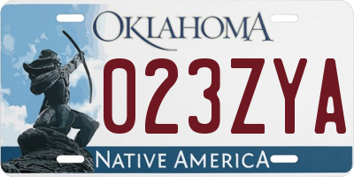 OK license plate 023ZYA