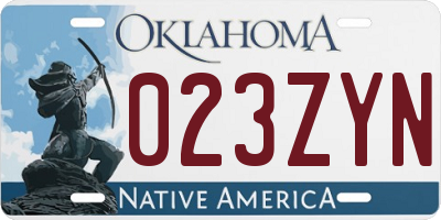 OK license plate 023ZYN