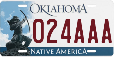 OK license plate 024AAA