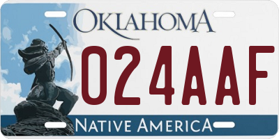 OK license plate 024AAF