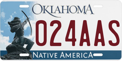 OK license plate 024AAS