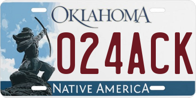 OK license plate 024ACK