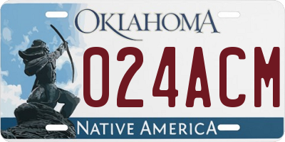 OK license plate 024ACM
