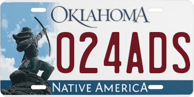 OK license plate 024ADS