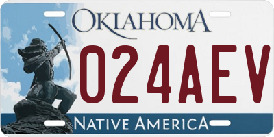 OK license plate 024AEV
