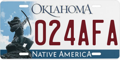 OK license plate 024AFA