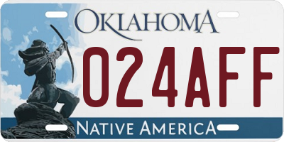 OK license plate 024AFF
