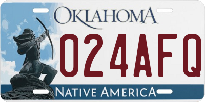 OK license plate 024AFQ