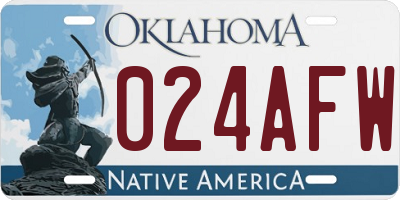 OK license plate 024AFW