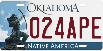 OK license plate 024APE