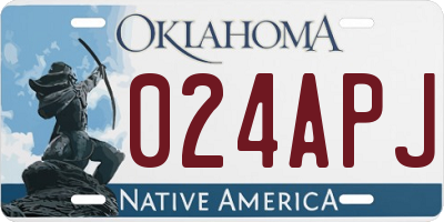 OK license plate 024APJ