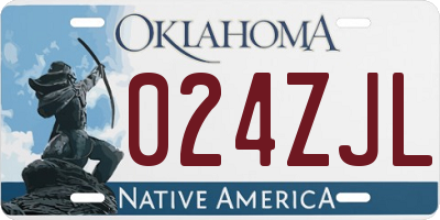 OK license plate 024ZJL