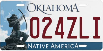 OK license plate 024ZLI