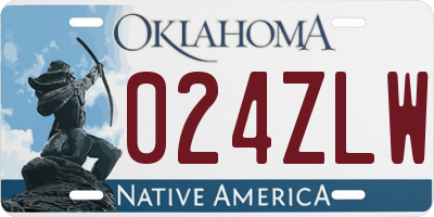 OK license plate 024ZLW