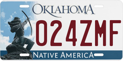 OK license plate 024ZMF