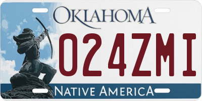 OK license plate 024ZMI
