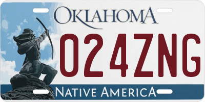 OK license plate 024ZNG