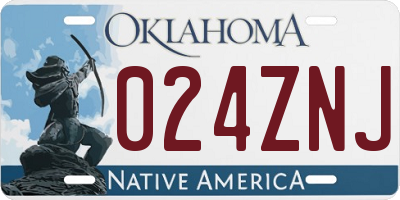 OK license plate 024ZNJ