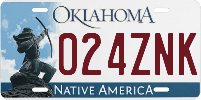 OK license plate 024ZNK