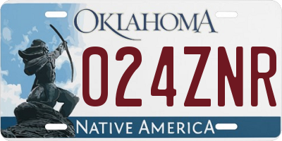 OK license plate 024ZNR