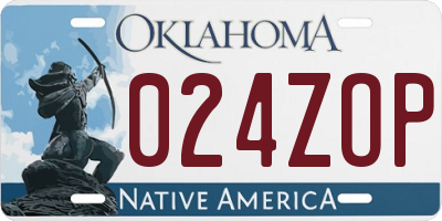 OK license plate 024ZOP